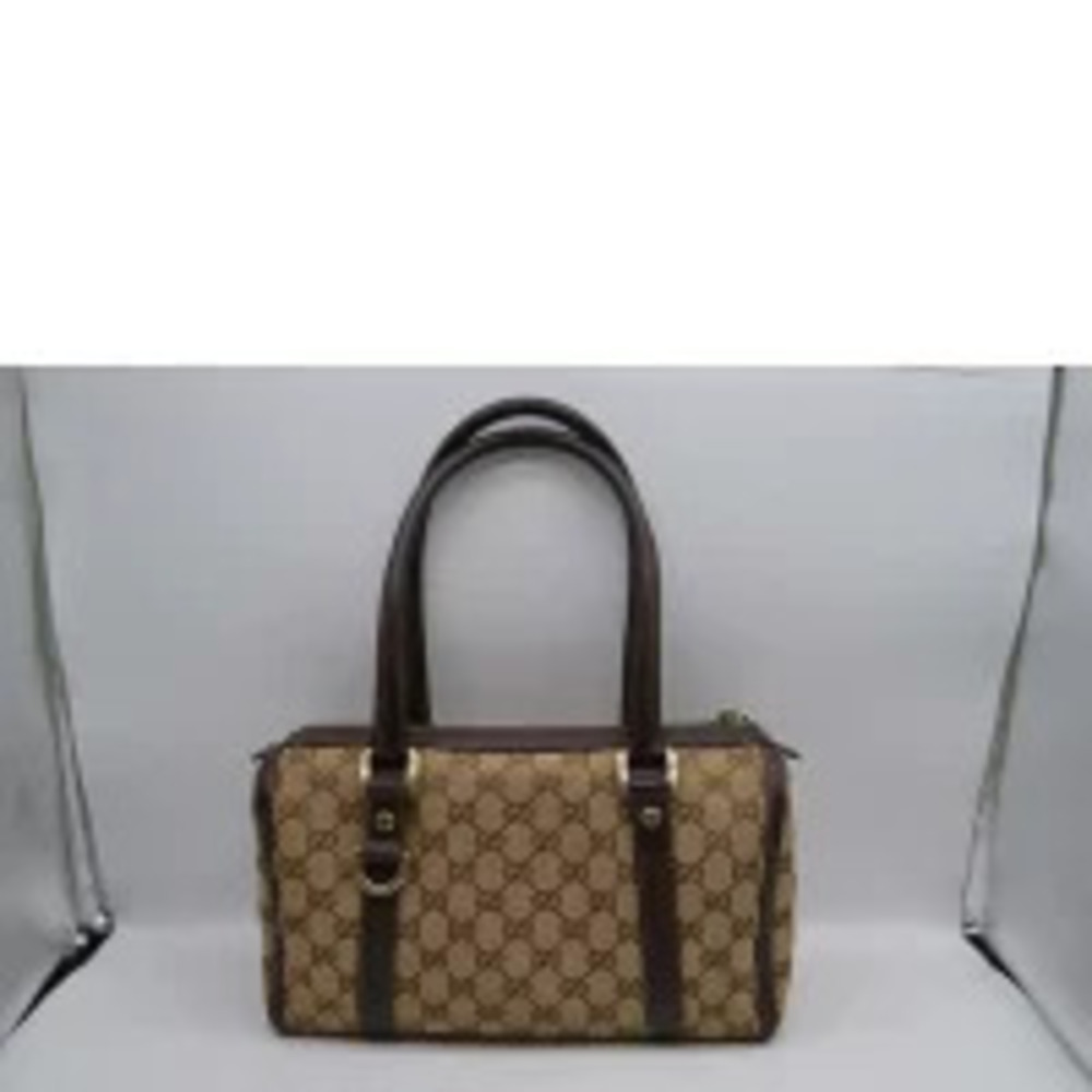 Gucci GG AB Leather Handbag Boston Canvas Black